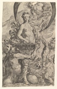 Jupiter, Pluto und Neptun bieten ihr Reichtum dem Glück an, 1624 von Pierre Brebiette