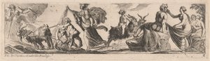 Satyr, der ein Ziegenpaar antreibt von Pierre Brebiette