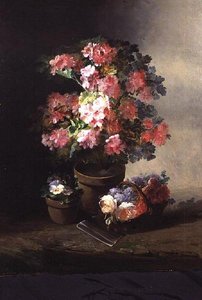 Stillleben von Rosen in einem Topf von Pierre Camille Gontier