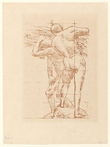 Studie von zwei nackten Männern mit einem Strohbündel von Pierre Cécile Puvis de Chavannes