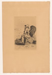 Rastende Fischerfrau an der Küste