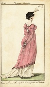 Frau in Satintunika und Samttoque, Paris von Pierre Charles Baquoy