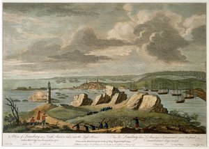 Ansicht von Louisburg in Nordamerika, aufgenommen in der Nähe des Leuchtturms, als diese Stadt 1758 belagert wurde