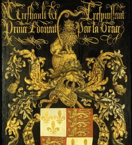 Schild von Edward IV (1442-83), König von England, in seiner Eigenschaft als Ritter des Ordens vom Goldenen Vlies von Pierre Coustain (attributed to)