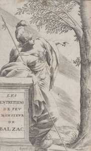 Frontispiz, aus Interviews mit dem verstorbenen Herrn Balzac Les Entretiens de Feu Monsieur d..., 1660 von Pierre Daret
