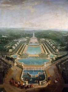 Gesamtansicht des Schlosses und der Gärten von Marly, um 1724 von Pierre Denis II Martin