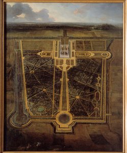 Perspektivische Ansicht eines Schlosses und eines französischen Parks von Pierre Denis Martin