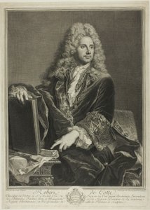 Porträt von Robert de Cotte von Pierre Drevet