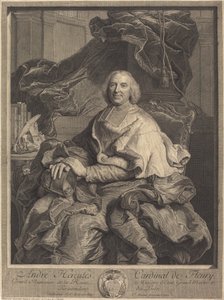 André Hercule, Kardinal de Fleury von Pierre Drevet after Hyacinthe Rigaud