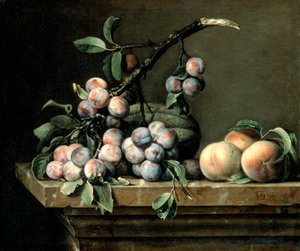 Pflaumen, Melone und Pfirsiche, ca. 1630-1680