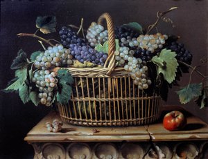 Stillleben mit einem Korb voller Trauben von Pierre Dupuis