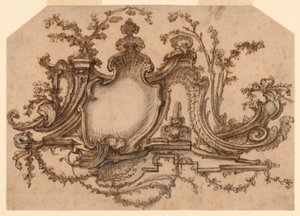 Design für Paneeldekoration mit Rocaille-Ornament von Pierre Edme Babel