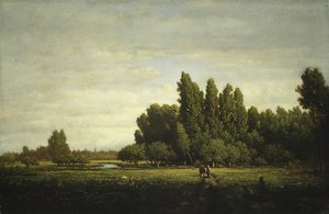 Eine von Bäumen gesäumte Wiese, ca. 1845