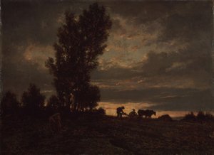 Landschaft mit einem Pflüger von Pierre Etienne Theodore Rousseau