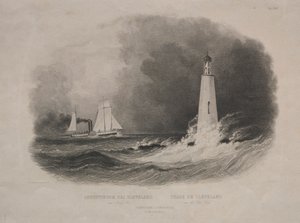 Leuchtturm in Cleveland, Ohio, am Eriesee von Pierre Eugène Aubert I