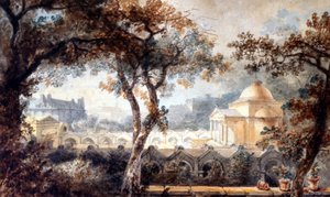 Sühnekapelle von Ludwig XVI. in Paris, Aquarell, ca. 1830 von Pierre Francois Leonard Fontaine