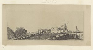 Landschaft mit einer Holzbrücke und Mühle von Pierre François Basan (workshop of)
