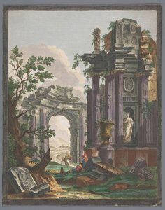 Ansicht der Ruine eines Triumphbogens von Pierre François Basan