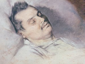 Honore de Balzac (1799-1850) auf seinem Sterbebett, 15. August 1850 von Pierre François Eugène Giraud