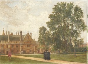 Im Gelände des Magdalen College, mit Porträts der Magdalen Fellows: Reverend T. H. T. Hopkins, Reverend H. R. Bramley, Reverend J. Rigaud und Reverend H. F. Garnsey, 1882