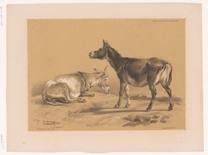 Studie von zwei Eseln von Pierre Frédéric Lehnert
