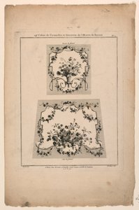 Entwürfe für Gobelin-Stuhlsitze, Tafel 1 aus "Cahier de Cartouches et Ornemens de l