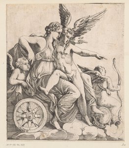 Venus und Amor in einem Triumphwagen, umgeben von Putti von Pierre II Biard