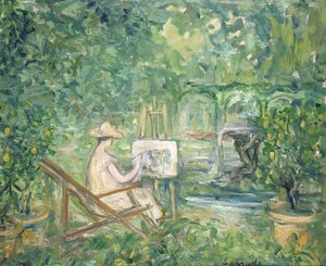 Frau malt in einer Landschaft, 1900-10 von Pierre Laprade