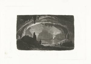 Mann mit Ruderboot in den Grotten von Han von Pierre Louis Dubourcq
