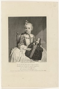Mädchen mit Puppe als Nonne gekleidet