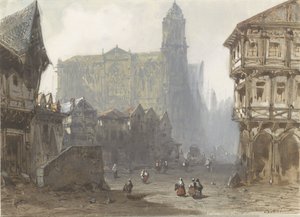 Der Alte Marktplatz in Rouen von Pierre Luc Charles Ciceri
