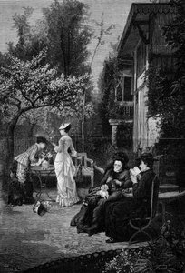 Pfirsichblüten (19. Jahrhundert). Gravur nach dem Gemälde von Pierre Beyle (1838-1902). In „Die illustrierte Welt“ Nr. 1250 vom 12. März von Pierre Marie Beyle