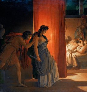 Klytämnestra zögert, bevor sie den schlafenden Agamemnon tötet von Pierre Narcisse Guerin
