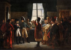 Zar Alexander I. präsentiert die Kalmücken, Kosaken und Baschkiren der russischen Armee Napoleon I., Tilsit