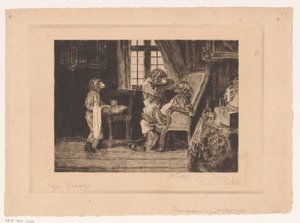 Satirische Darstellung von Affen als Zahnarzt, Assistent und Patient von Pierre Peeters (signed by artist)