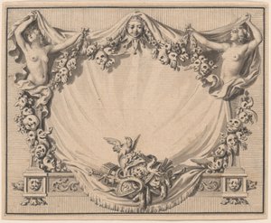 Kartusche mit Theatermasken von Pierre Philippe Choffard