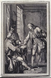 Les confeux indiscrets - in „Erzählungen und neue Verse“ von Jean La Fontaine. 1776. Illustration von P.P. Choffard. von Pierre Philippe Choffard