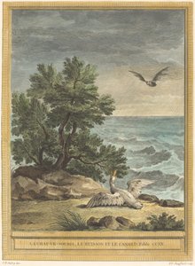 Die Fledermaus, der Busch und die Ente von Pierre Philippe Choffard after Jean Baptiste Oudry