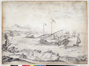 Schiffe im Hafen von Marseille von Pierre Puget