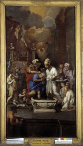 Die Taufe von Konstantin: Kaiser Caius Flavius Valerius Aurelius Constantinus empfängt das Sakrament von Papst Silvester I. (Heiliger) in der Basilika St. Johannes im Lateran in Rom
