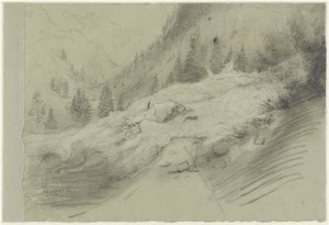 Lawine in einer alpinen Landschaft von Pierre Puvis de Chavannes