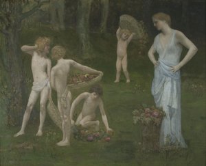 Kinder in einem Obstgarten, ca. 1886-1888