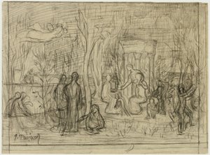Kompositionsstudie für Der heilige Hain, geliebt von den Künsten und den Musen von Pierre Puvis de Chavannes
