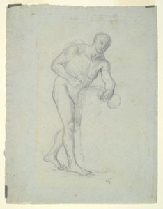 Nackte Figur mit einer Flasche