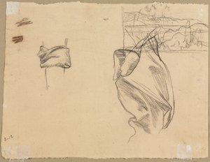 Studien von Draperien und Studie einer Landschaft (verso) von Pierre Puvis de Chavannes