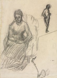 Studie von Madame Marie Cantacuzène; Studie einer stehenden weiblichen Aktfigur von Pierre Puvis de Chavannes