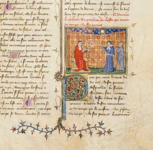 Detail einer Seite aus "De Proprietatibus Rerum" von Bartholomeus Anglicus, in der französischen Übersetzung von Jean Corbechon, ca. 1390 von Pierre Remiet
