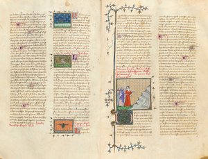 Seite aus "De Proprietatibus Rerum" von Bartholomeus Anglicus, in der französischen Übersetzung von Jean Corbechon, ca. 1390 von Pierre Remiet