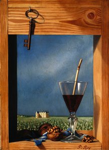 Weinglas vor einem Schloss; Verre de vin devant un chateau von Pierre Roy