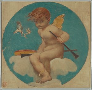 Studie für Rundel mit Putto, der Musikattributen hält von Pierre Victor Galland